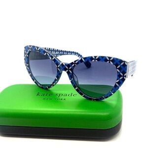 KATE SPADE PAISLEIGH/S S6F9O BLUE WHITE FLORAL Sunglasses 140MM CAT EYE GRADIENT